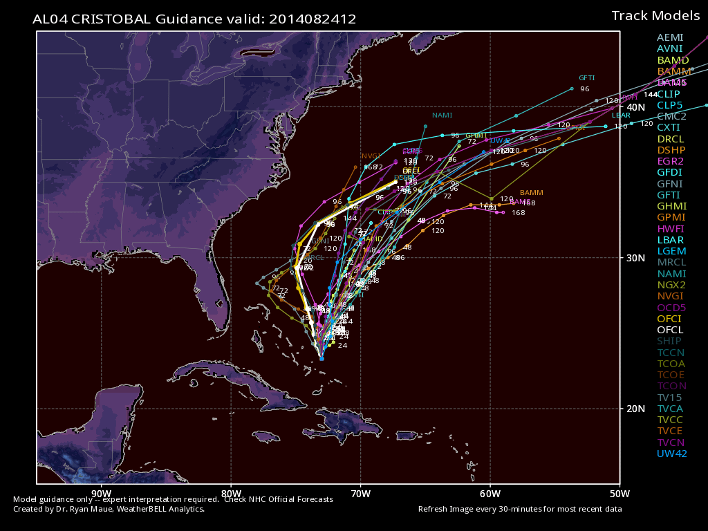 Tropical Storm Cristobal is expected to miss the US east coast