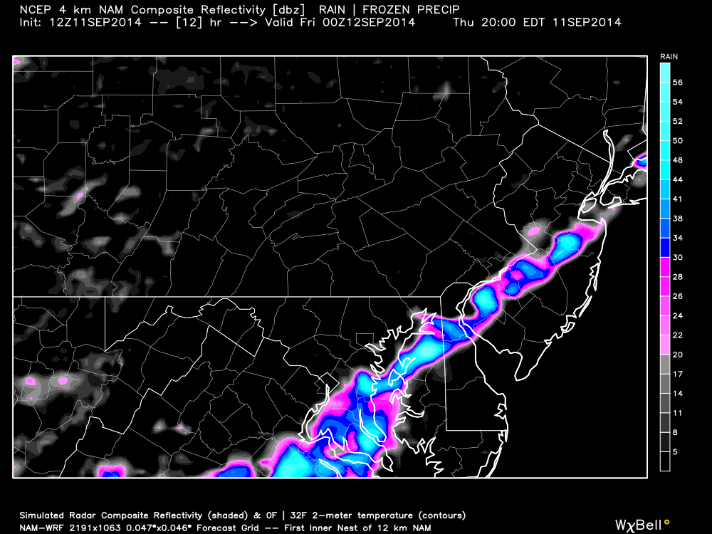 12Z 4km nam inverted to show thunderstorms over the new jersey I-95 corridor region