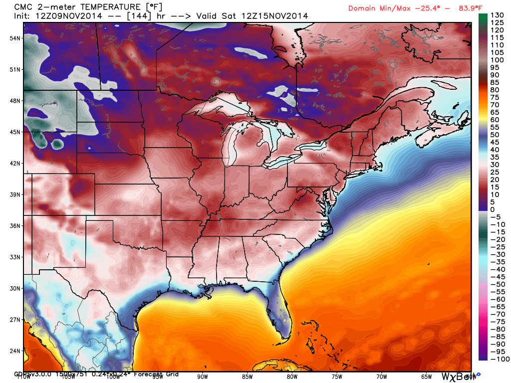 canadian showing first cold outbreak in november in new jersey weather nj