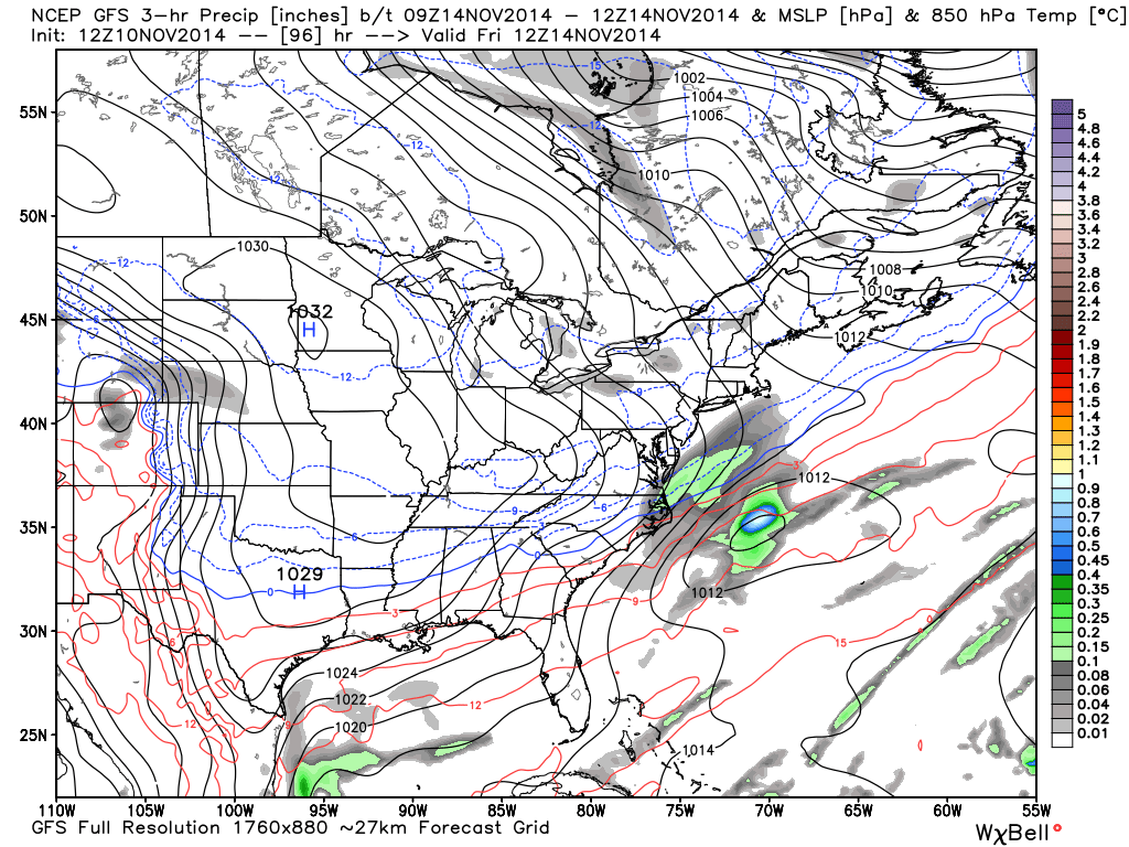 gfs showing light snow for new jersey on Friday
