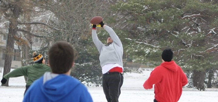 football in snow