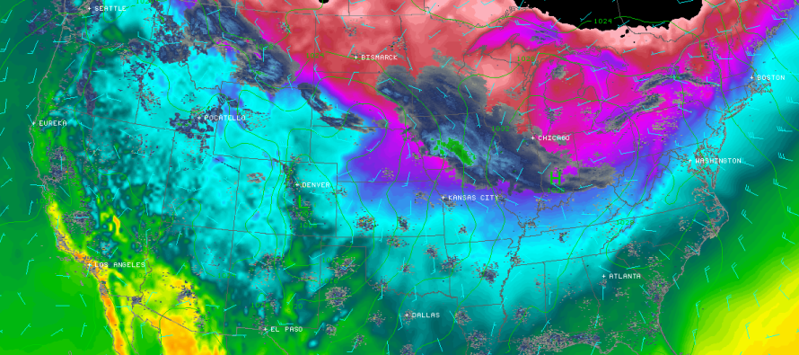 Snow Map for Tuesday