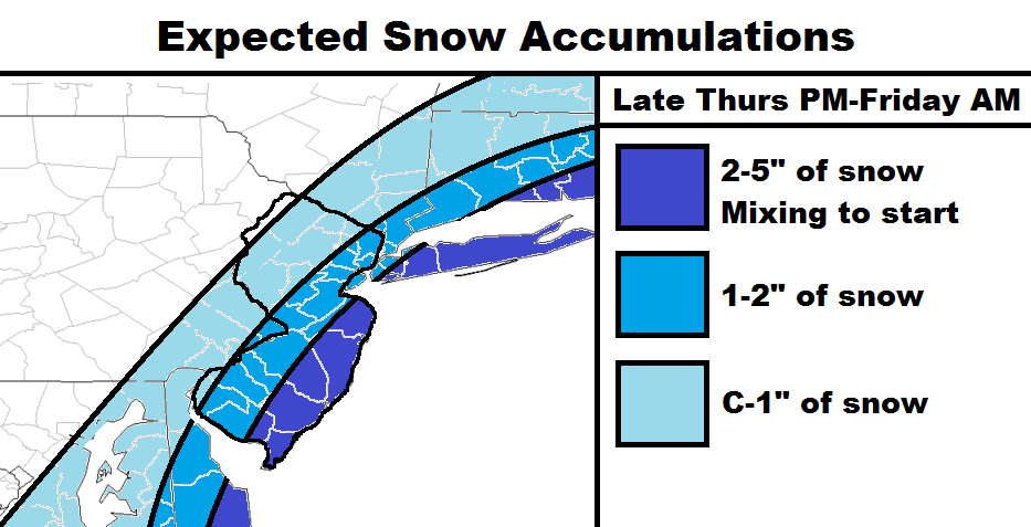 expected accumulations for february 5-6, 2016 for the coastal snow event