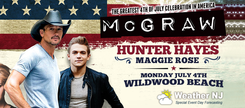 July 4th – Tim McGraw Beachfront Concert in Wildwood NJ!