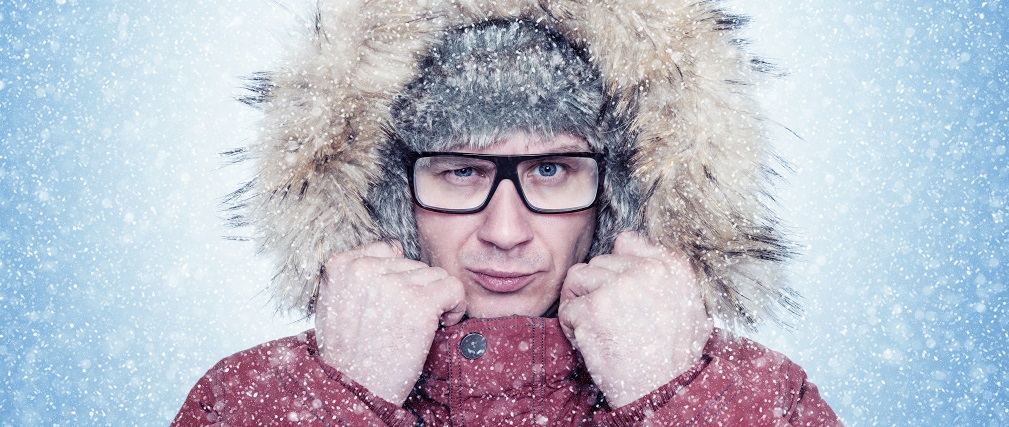 Frozen man. Man in Frozen car.