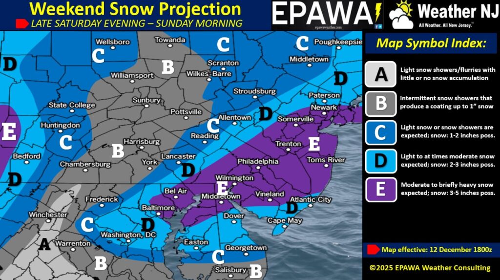 new jersey snow map for expected snow amounts from this Sunday snowfall