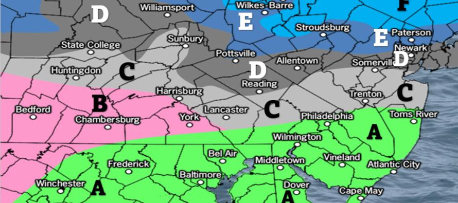 Snow Map for Tuesday Morning